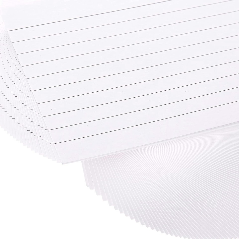 image 1 of Pack of 100 White 5x3" Feint Ruled Flash Revision Cards