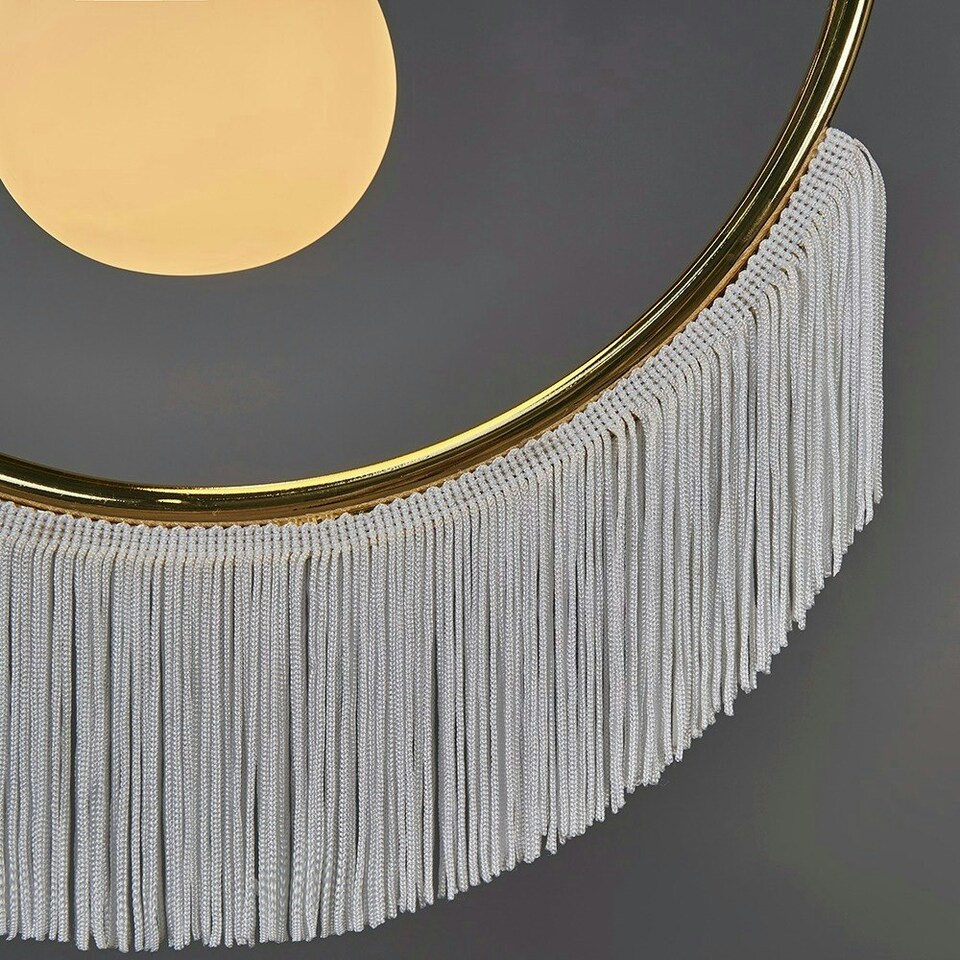 image 1 of ValueLights Jupiter Polished Brass Ceiling Light Pendant With White Tassels