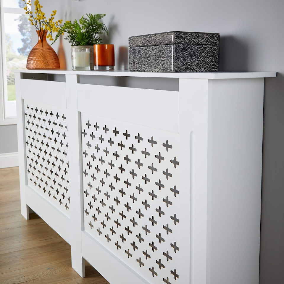 image 1 of Extra Large Radiator Cover MDF Wooden Home Decor Modern Design | White