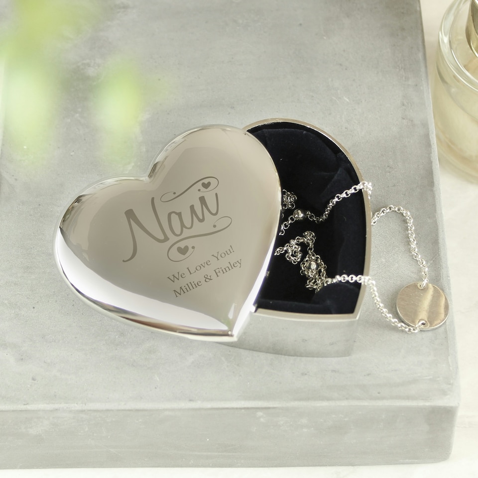 image 1 of Personalised Nan Swirls & Hearts Trinket Box