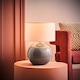image 3 of ValueLights Bosco Eucalyptus Ceramic Table Lamp with White Drum Shade