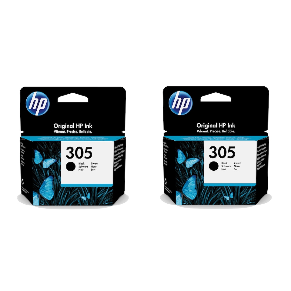 image 1 of 2x HP 305 Black Genuine Ink Cartridges