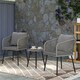 image 8 of Outsunny 3 Piece Rattan Bistro Set, Patio Wicker Conversation Furniture Set with 2 Chairs, Tempered Glass Table, Cushions, Adjustable Foot Pads, for Garden, Balcony, Grey