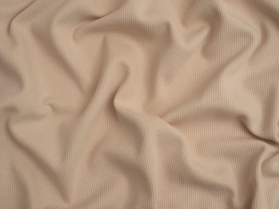 Minerva Core Range Cream Mini Waffle Textured Stretch Knit Fabric for Dressmaking, 150cm / 59" Wide - per metre