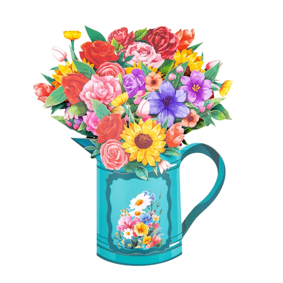image 1 of Garden Symphony Mixed Flower 3D Pop Up Pitcher Vase Greeting Card
