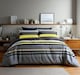 image 2 of Duvet Cover And Pillowcase Set Red Black Stripe Design Polycotton Bed Linen | Black | Single