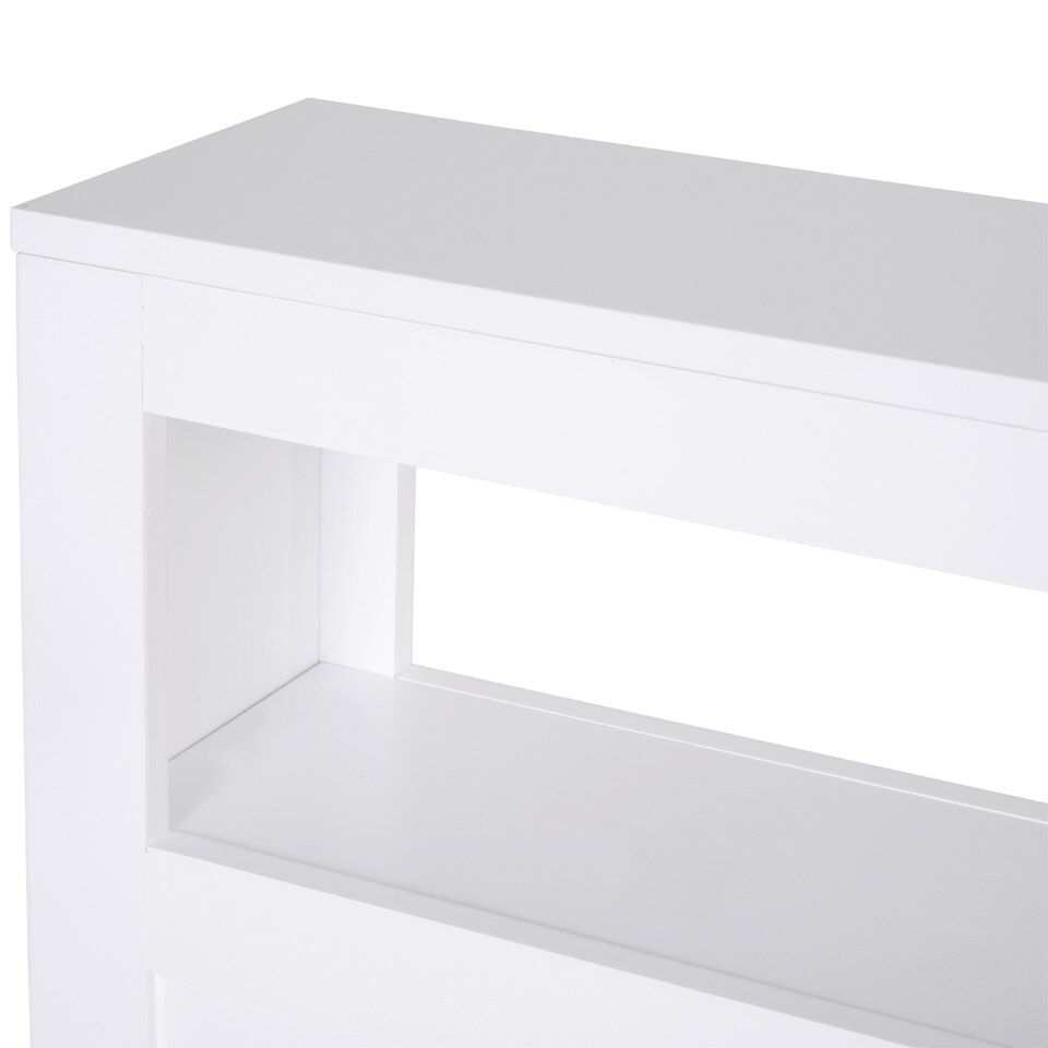 image 1 of HOMCOM 72x16cm Narrow Bathroom Storage Unit w  2 Drawers Open Top 4 Wheels Slimline Modern Rolling Home Organisation | White | White