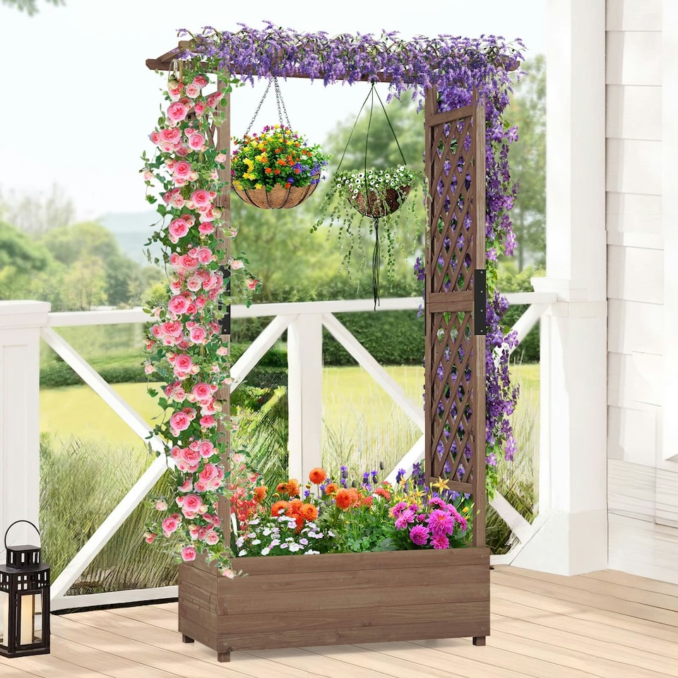 image 1 of COSTWAY Raised Garden Bed Planter Box Coffee Brown
