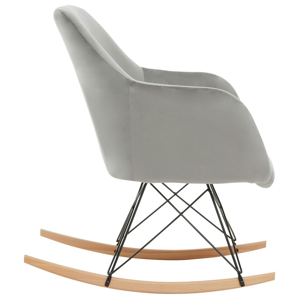 image 1 of Interiors by Premier Grey Velvet Rocking Chair, Comfortable Velvet Desk Chair, Backrest Velvet Rocking Armchair, Cozy Armchair