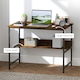 image 4 of HOMCOM 2-Tier Writing Desk Metal Frame with Storage Shelf Rustic Brown Brown