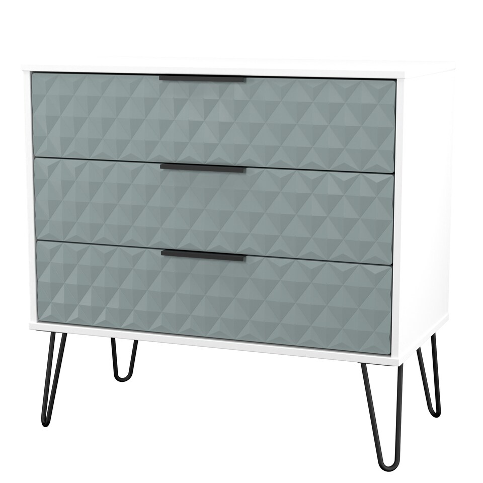 image 1 of Islay 3 Drawer Chest of Drawers in Duck & White Matt (Ready Assembled) | Blue | Duck & White Matt