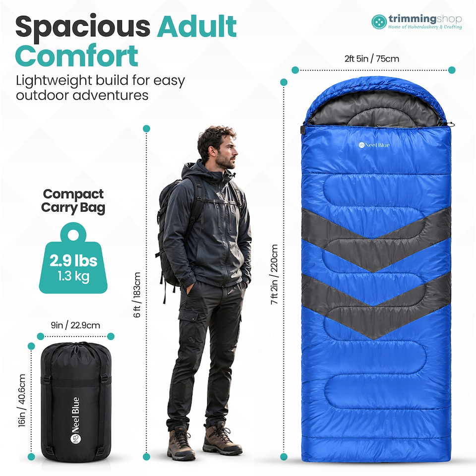 image 1 of 4 Season Waterproof Backpacking Sleeping Bag for Single Adults - 6ft