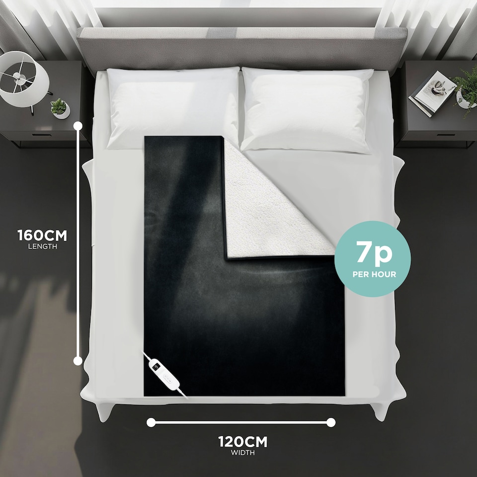 image 1 of DMD Heated Electric Throw Blanket, Fleece Sherpa, 9 Heat Settings & Timer, 120 x 160cm