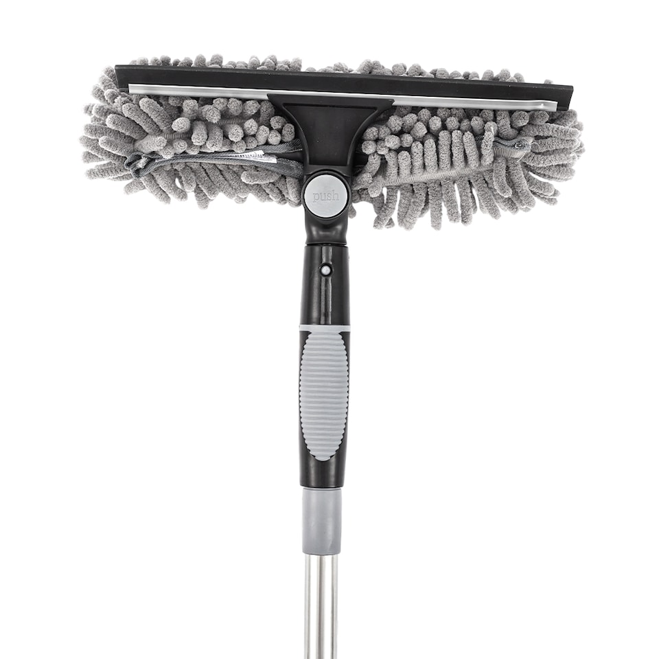 image 1 of Living and Home 2 in 1 Window Squeegee Cleaner Kit with 10 Extension Poles | Grey