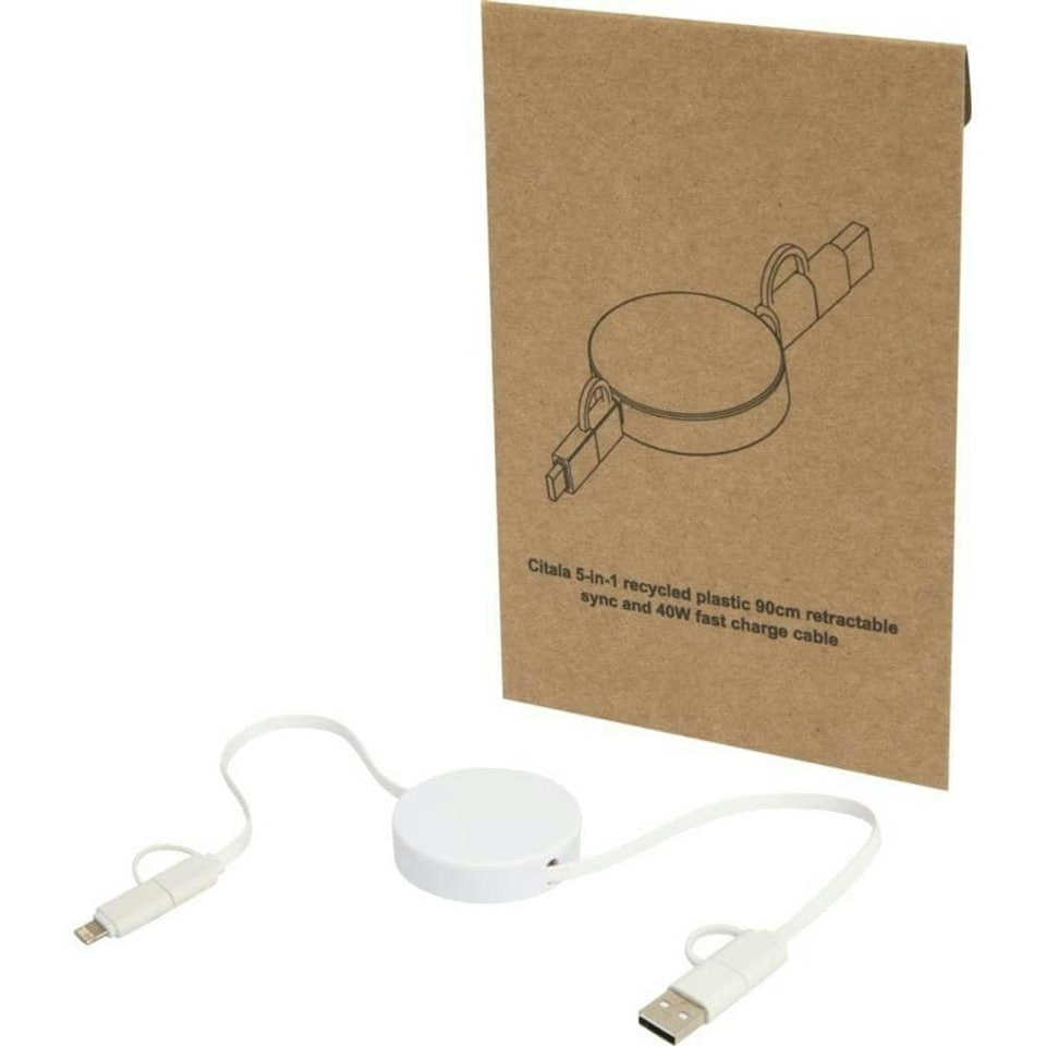 image 1 of Citala Recycled Plastic 5 in 1 Charging Cable - White - One Size (UTPF4661)