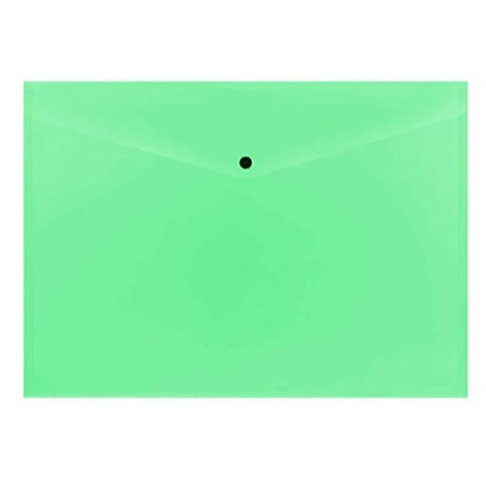 image 1 of Pack of 12 Janrax A3 Green Document Wallets - Button Stud Folder