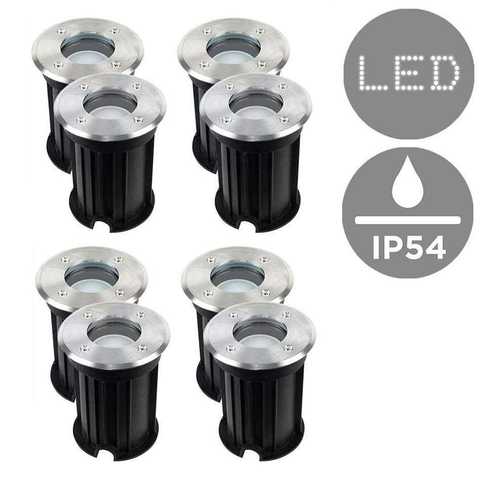 image 1 of ValueLights 8 Pack Silver Outdoor Ground Walkover Light