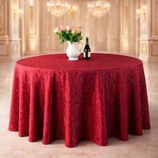 Round Damask Table Cloth, Circular Linen Table Cover - 90 Inch