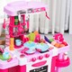 image 8 of HOMCOM 38 Pcs Kids Children Kitchen Play Set with Realistic Sounds Lights Food Utensils Pots Pans Appliances Toy Game Pink