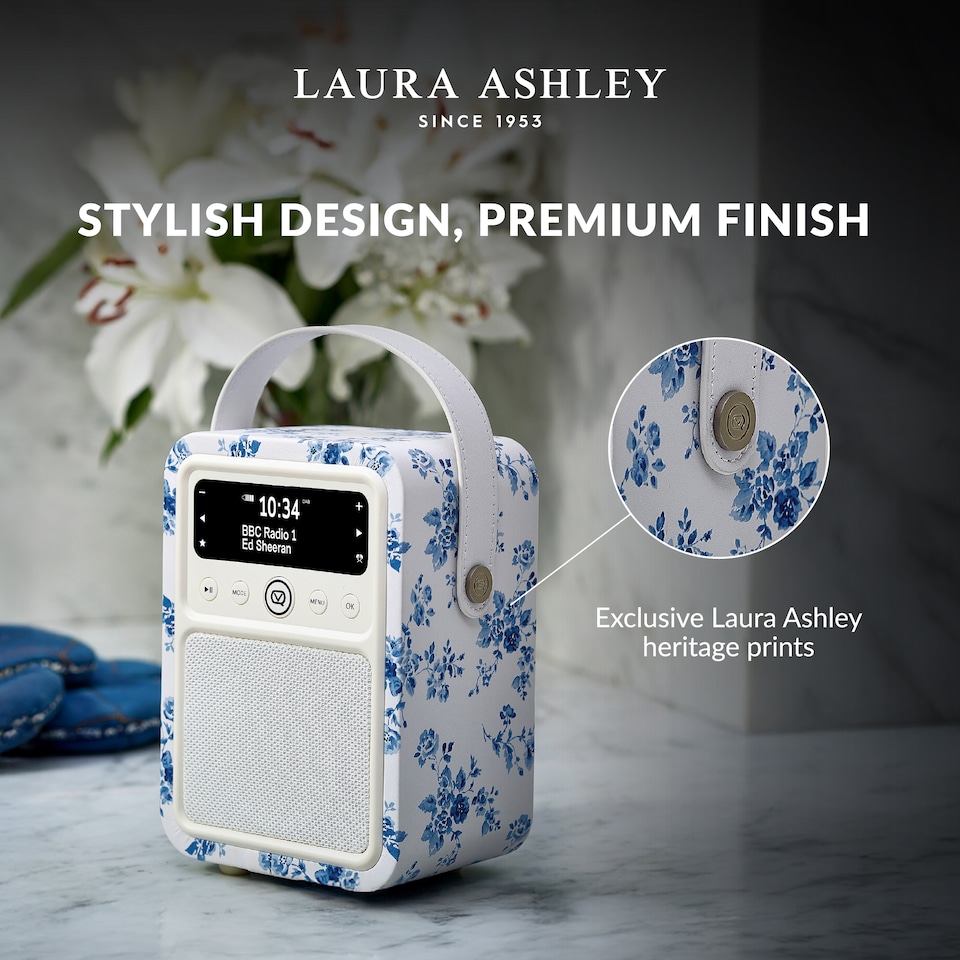 image 1 of Laura Ashley Portable DAB Radio Alarm Clock Monty DAB+FM Digital Radio