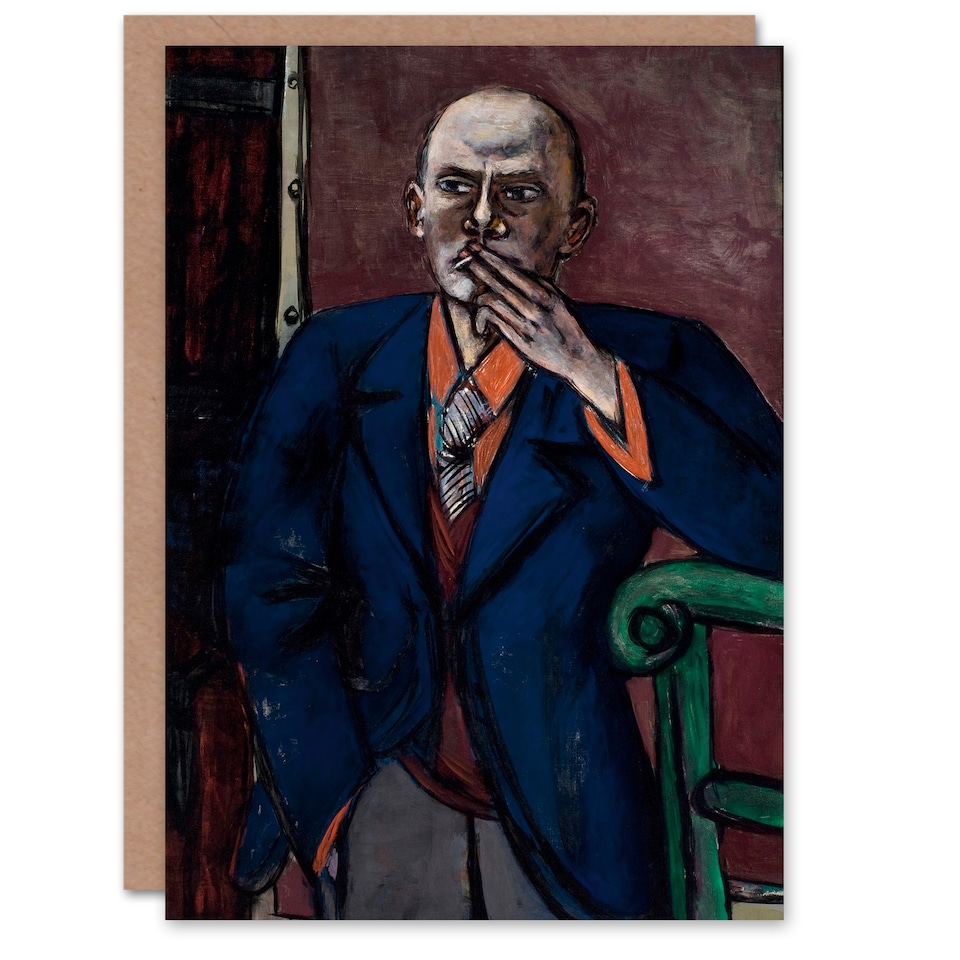 image 1 of Max Beckmann Art Card 1950 Self Portrait With Cigarette