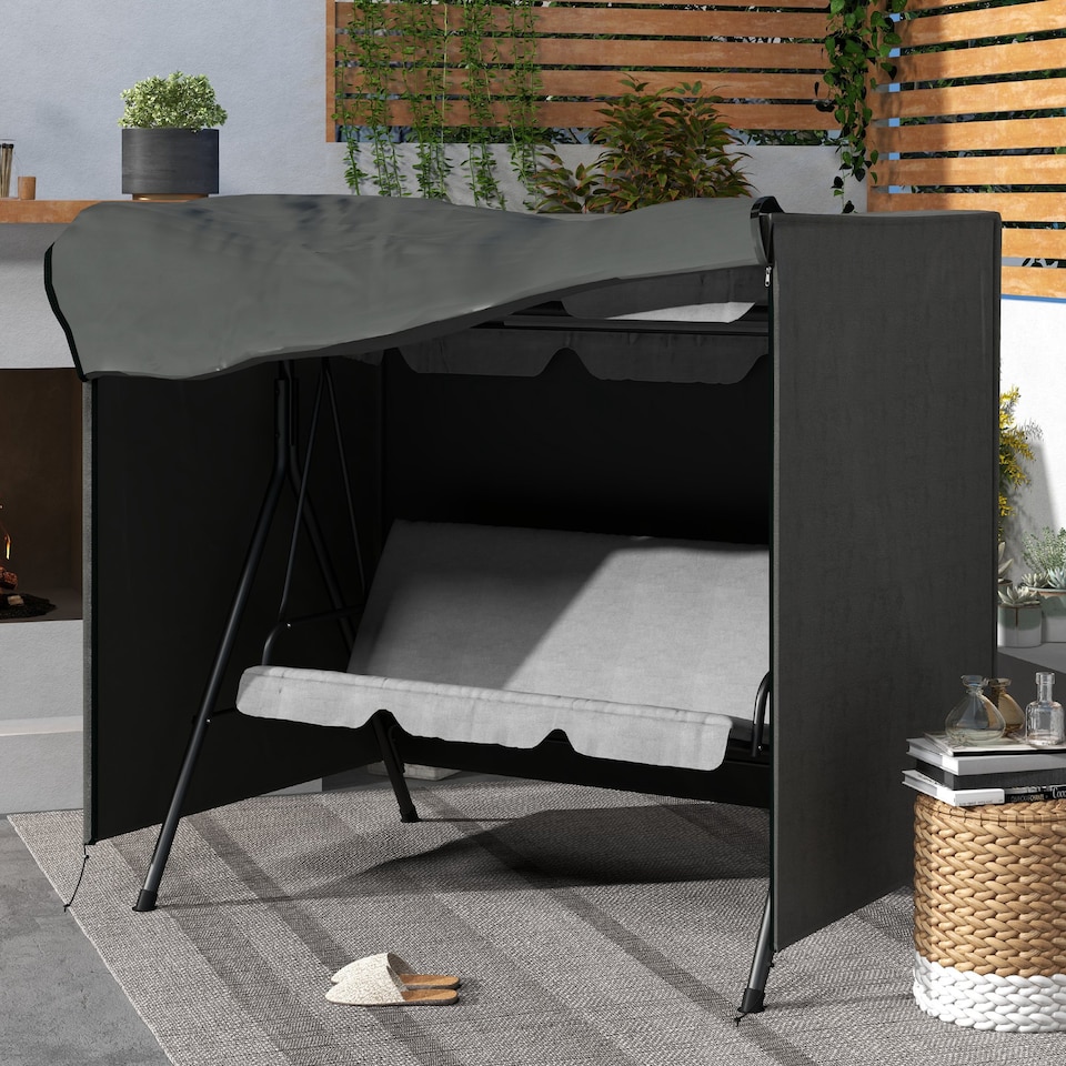 image 1 of Outsunny Garden Furniture Protector Patio Swing Chair Cover | Grey | Dark Grey | 177L x 114D x 152Hcm