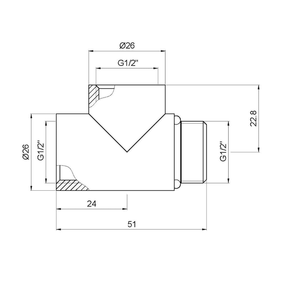 image 1 of Talus Radiator T-Piece 1/2" BSP - White
