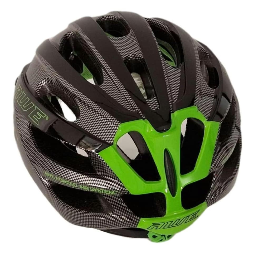 image 1 of AWE AweSprint In Mould Bike Helmet Carbon/Black/Green 58-61cm Crash Guarantee* | Black | Green