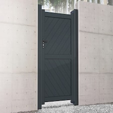 Pedestrian Gate 1200x1800mm Black - Diagonal Solid Infill and Flat Top Black
