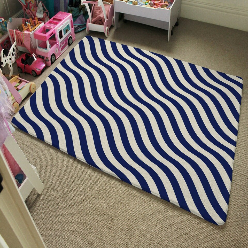 image 1 of Wavey Lines (Rug) Blue | XL: 160x230cm
