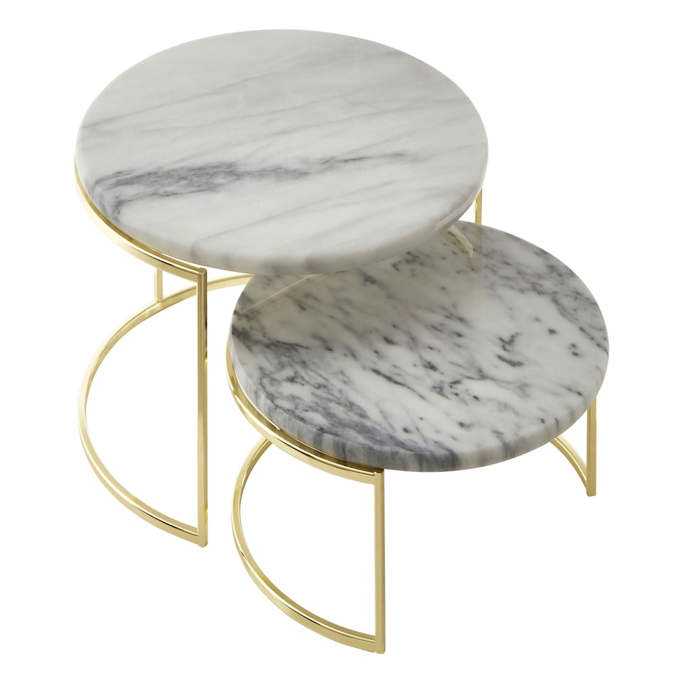 image 1 of Delphine Set Of 2 White Marble Cake Stands White