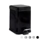 image 1 of Harbour Housewares Bathroom Pedal Bin - 3L - Black - Square Stainless Steel Slim Rubbish Dustbin Lid and Inner Liner Bucket