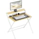 image 1 of HOMCOM Folding Desk with 2-Tier Shelf for Home Office, Maple Wood-effect