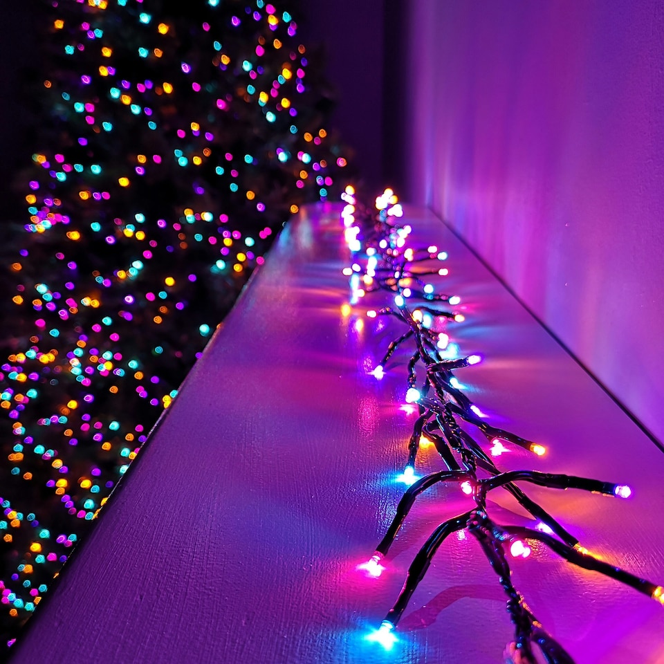 image 1 of 720 LED 9.3m Premier Clusterbrights Indoor Outdoor Multifunction Mains Operated Christmas Cluster Lights with Timer in Rainbow