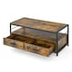 image 2 of COSTWAY Industrial Coffee Table Wooden Center Table with 2 Drawers | Brown