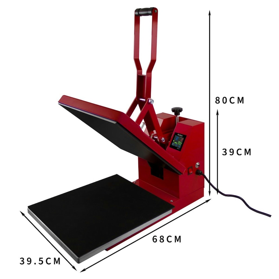 image 1 of PixMax T-Shirt Sublimation Heat Press Machine, 38cm x 38cm Clam, Red F2