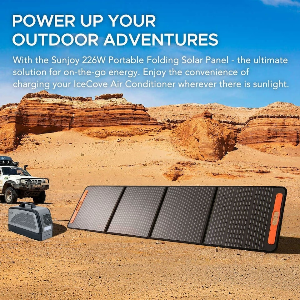 image 1 of Sunjoy Portable Solar Panel, 226W, Folding Design for IceCove Air Conditioner | Black | 630*2490*30MM