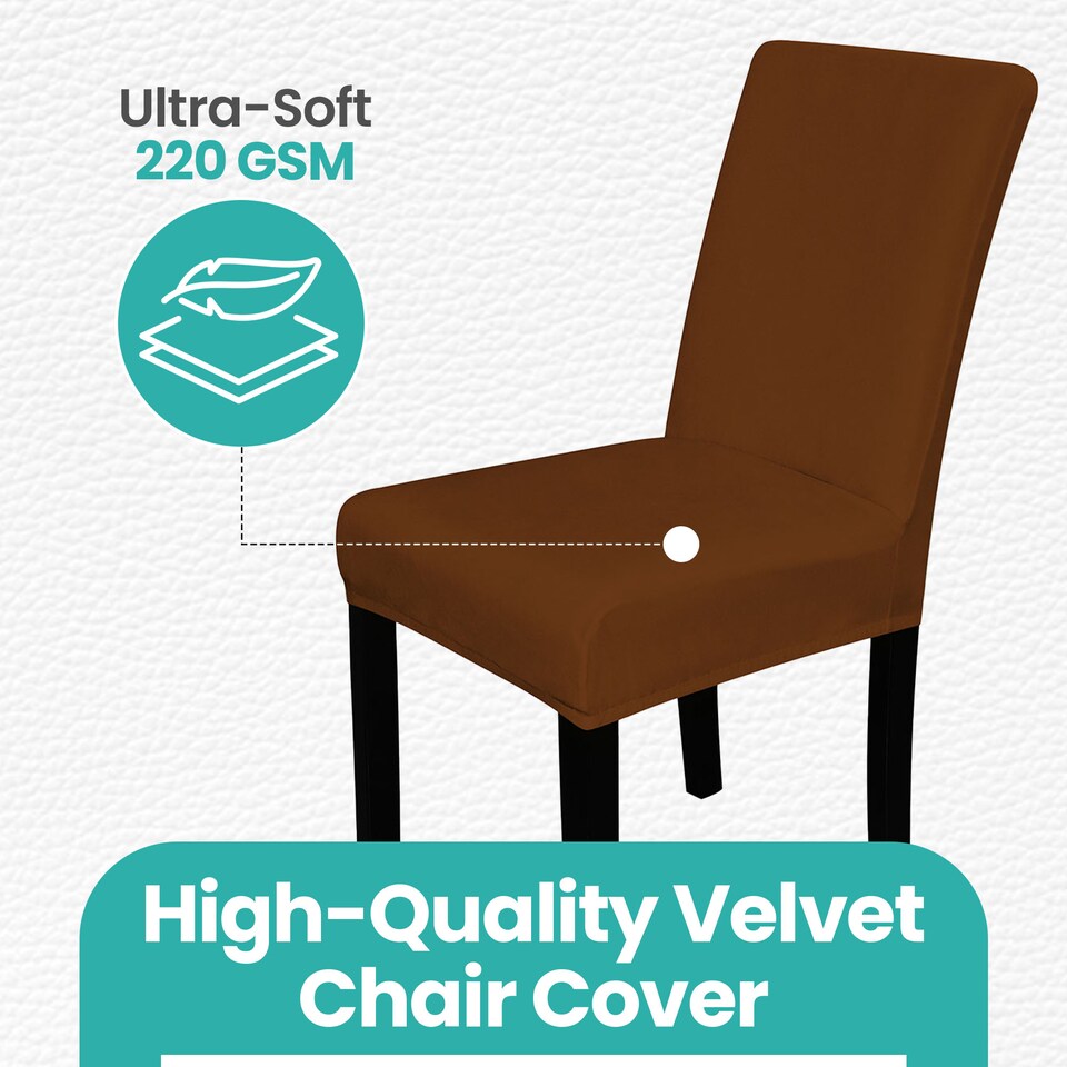 image 1 of Velvet Dining Chair Covers, Spandex High-Back Chair Slipcovers - 220GSM