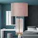 image 5 of First Choice Lighting Set of 2 Walpole Blush Glass and Antique Brass 49cm Table Lamps with Pink Velvet Shade Bronze | Pink