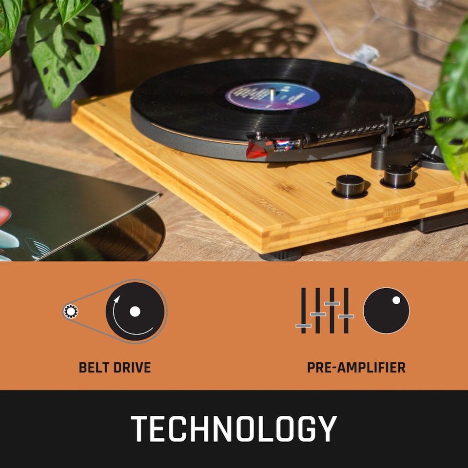 image 1 of Lenco LBT-335BA - Turntable with Bluetooth transmission, Bamboo