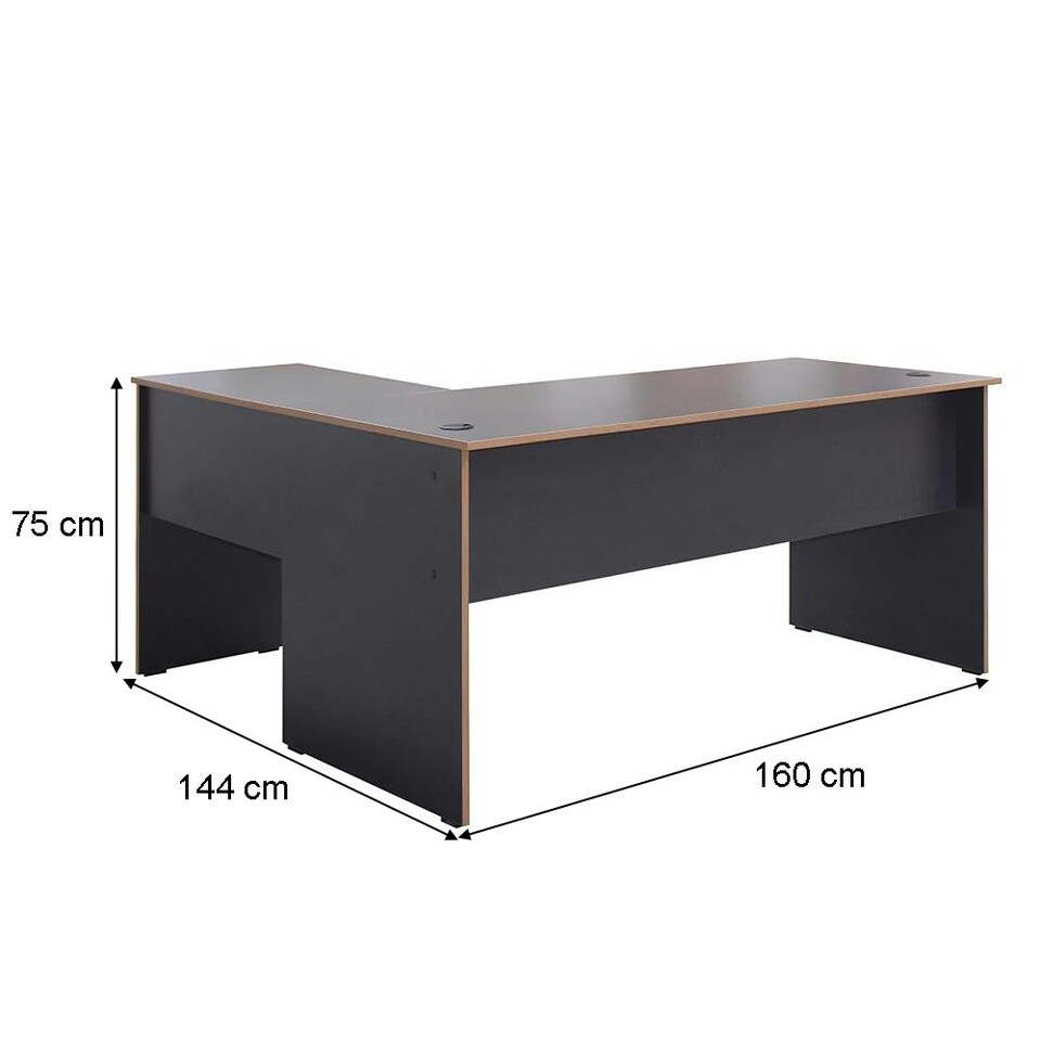 image 1 of Adore Rio Anthracite Grey Corner Desk with Oak Trim - Large Reversible Office Desk Grey