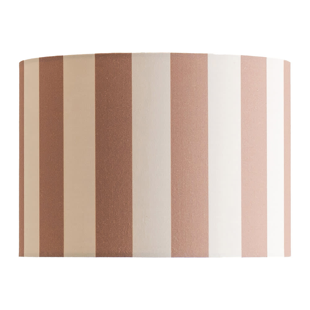 ValueLights Callie Colour Clash Natural & Brown Stripe Drum Lamp Shade & Bulb | Size: Large