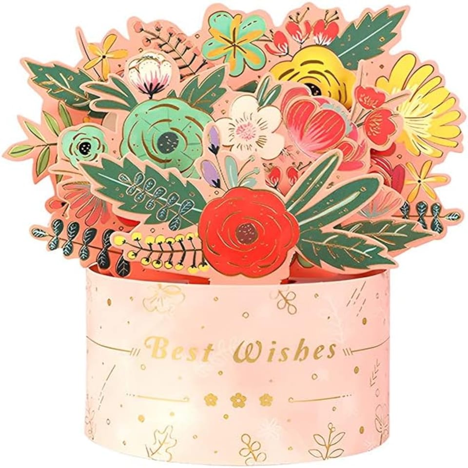 image 1 of Floral Charm in Pink Vase 3D Pop Up Greeting Card