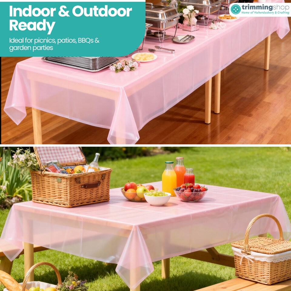 image 1 of Disposable Plastic Table Cover, Table Liner - 54" x 108"