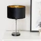 image 2 of ValueLights Jessy Glass Black Table Lamp Black Velvet Gold Inner Shade & Bulb | Clear