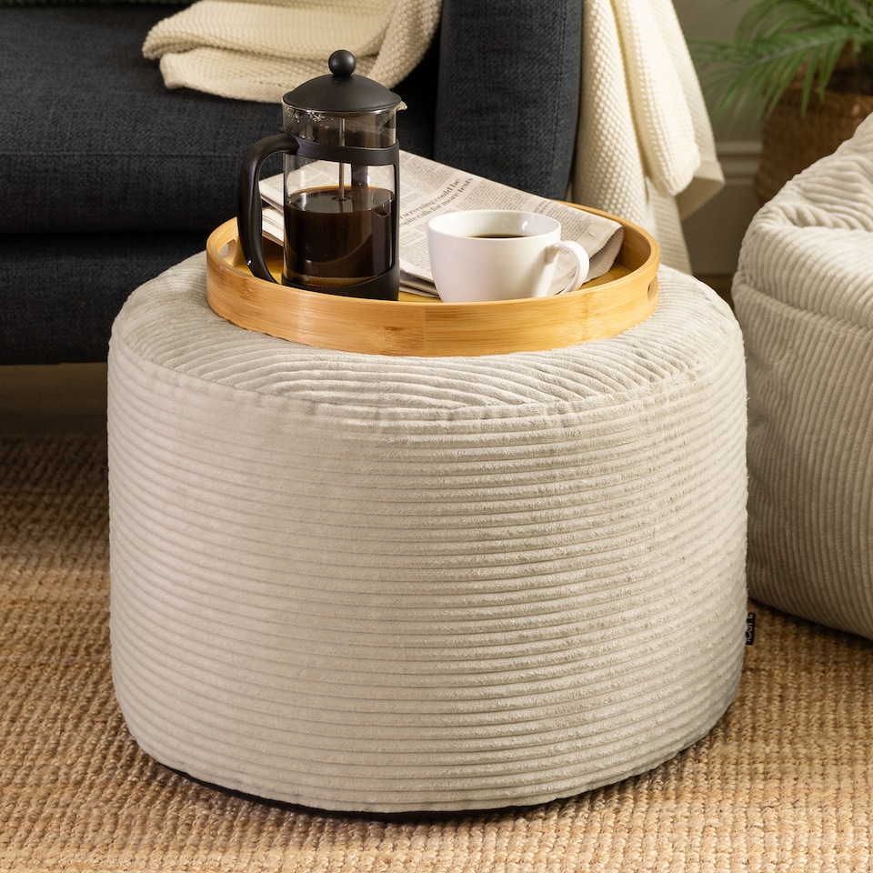 image 1 of Milano Beanbag Footstool Corduroy Natural Beige