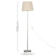 image 3 of ValueLights Brushed Chrome Floor Lamp Large Tapered Cream Shade