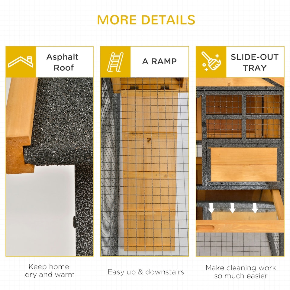 image 1 of PawHut Wood-metal Rabbit Hutch Elevated Pet House Outdoor 122 x 63 x 92cm