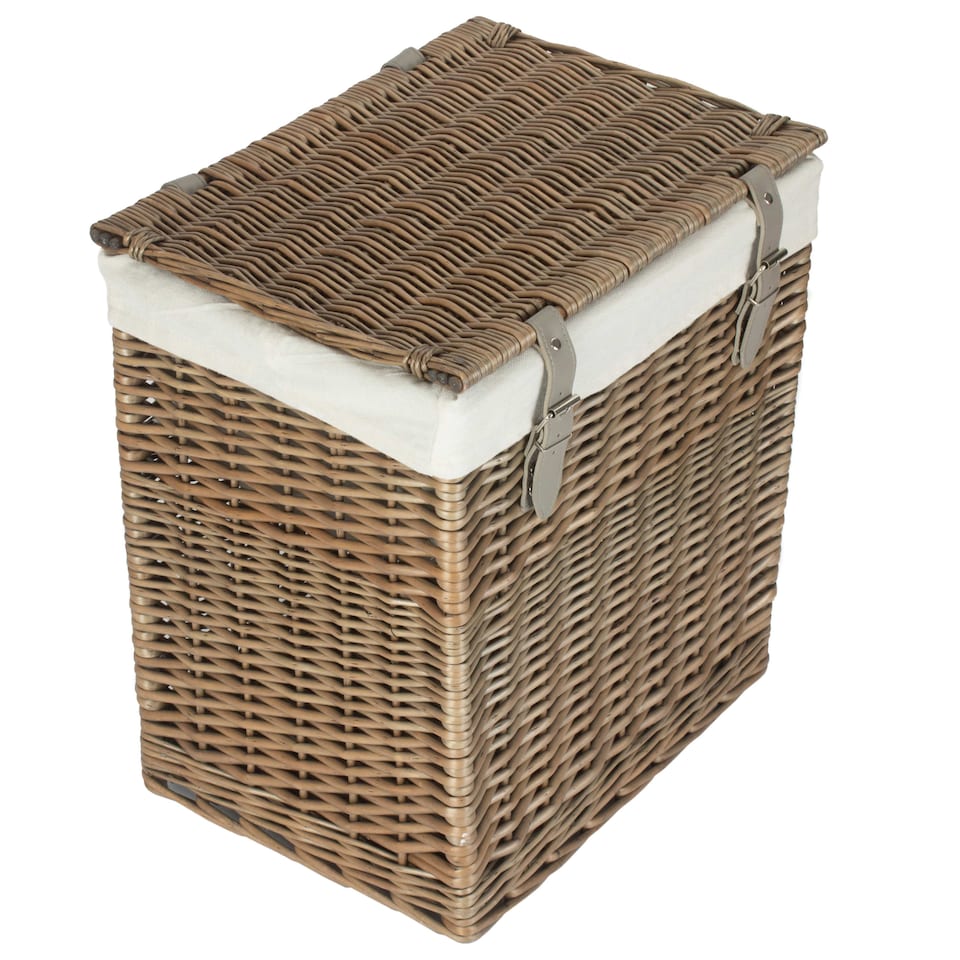 image 1 of Small Boutique Antique Wash Storage Laundry Basket With Lining | Grey | Grey