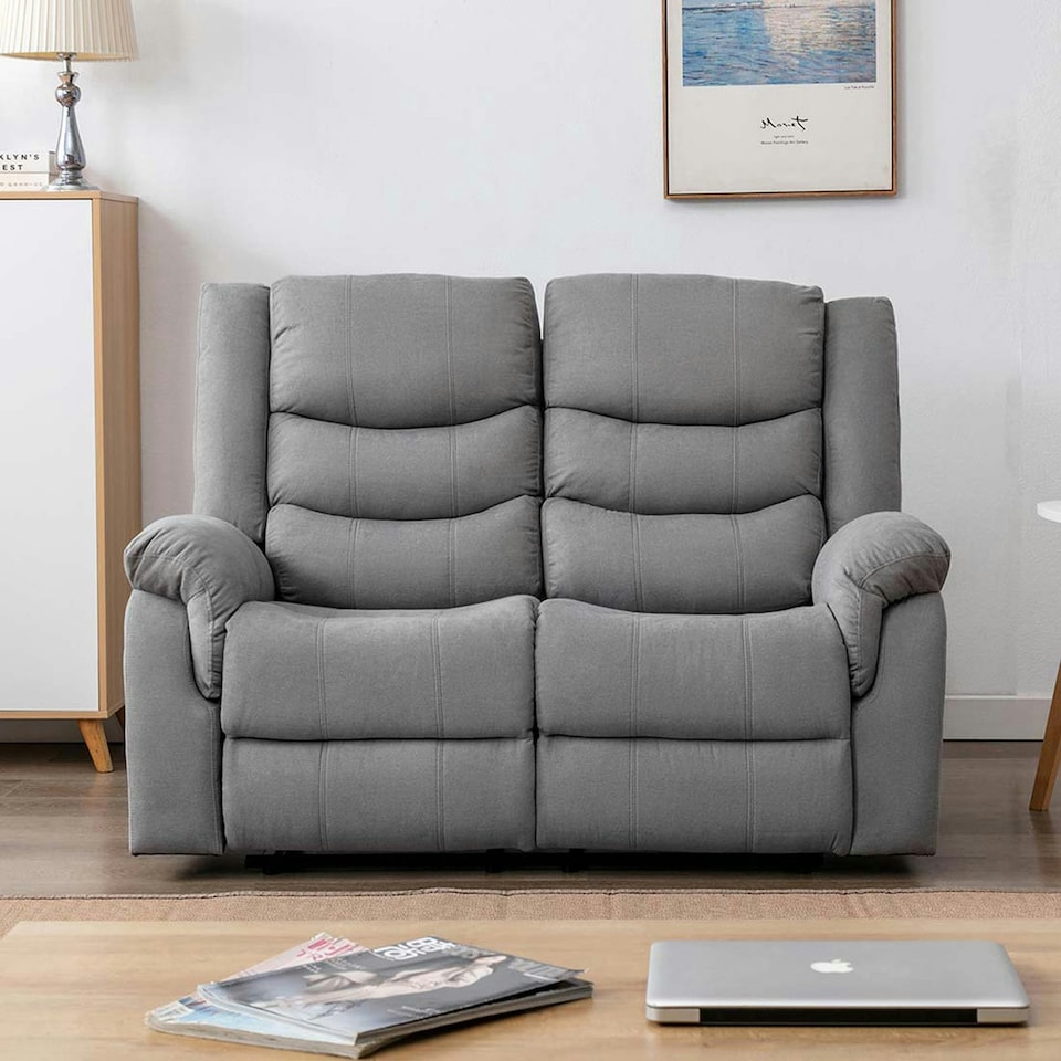 image 1 of Seattle Manual Fabric Recliner 2 Seater Sofa (Grey)